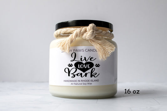 Dog Lover Soy Wax Candle - "Live Love Bark"