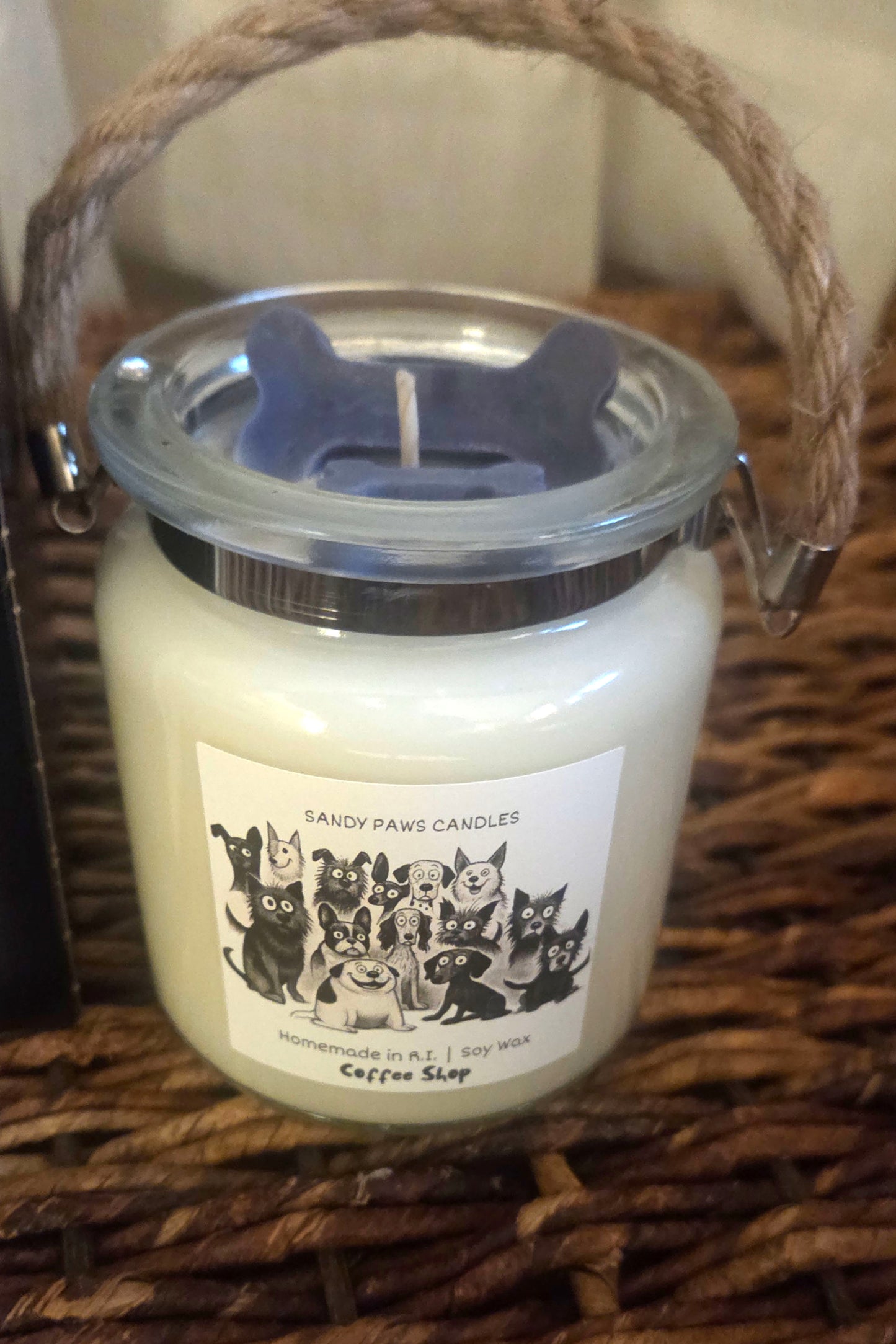 Lantern Jar - Dog Paw Embeds- With Gift Box- Soy Wax Candle - SALE