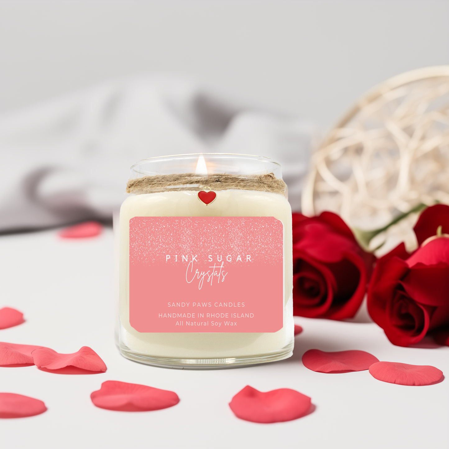 Valentine's Day Collection - Pink Sugar Crystals Soy Wax Candle