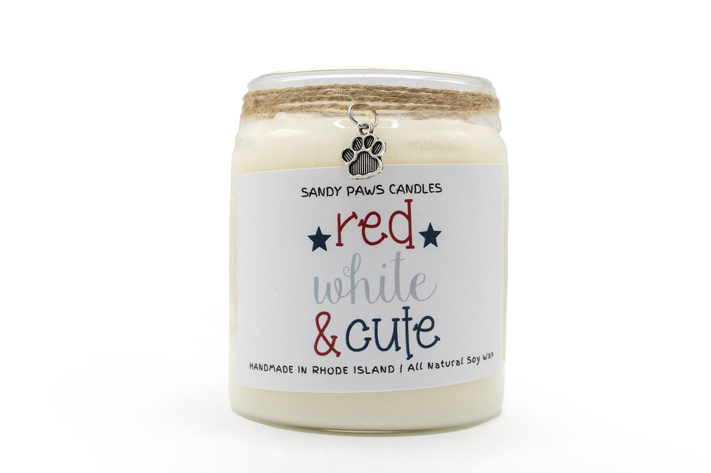Patriotic Soy Wax Candle - "Red White & Cutie"