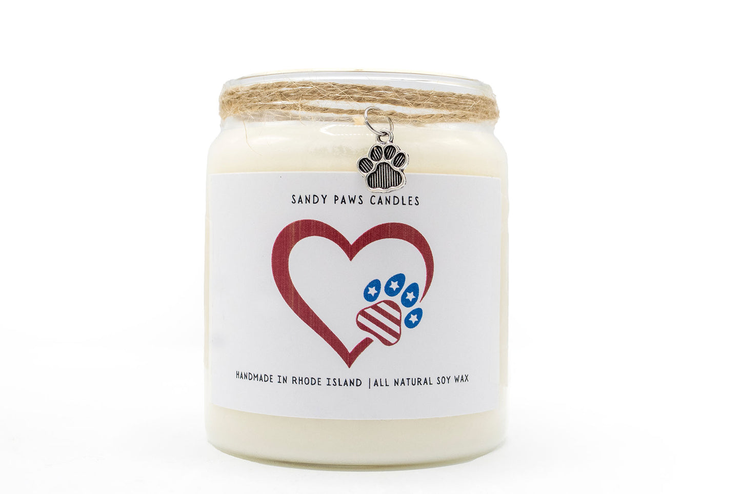 Patriotic Soy Wax Candle - "Heart Paw Flag"