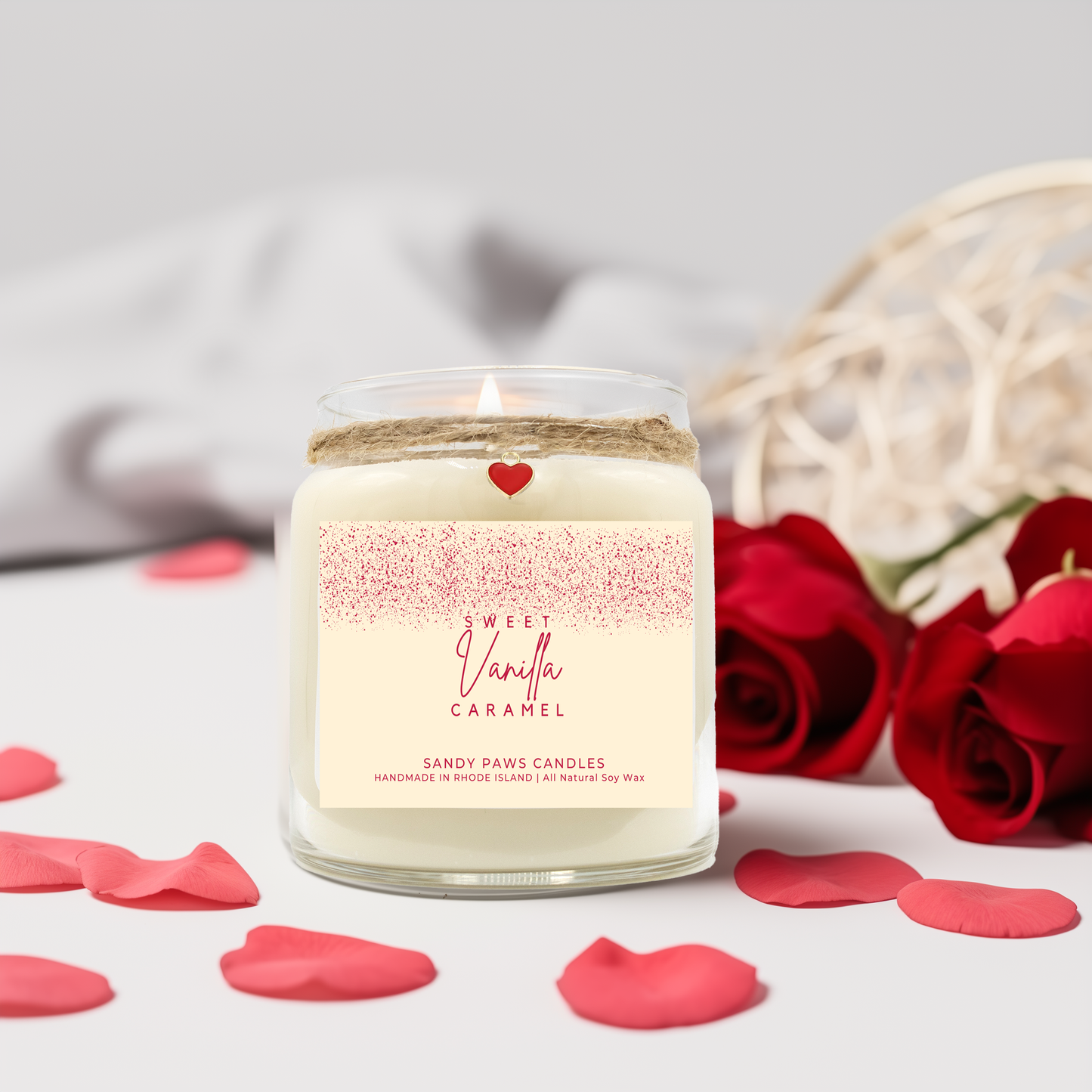 Valentine's Day Collection - Sweet Vanilla Caramel Soy Wax Candle