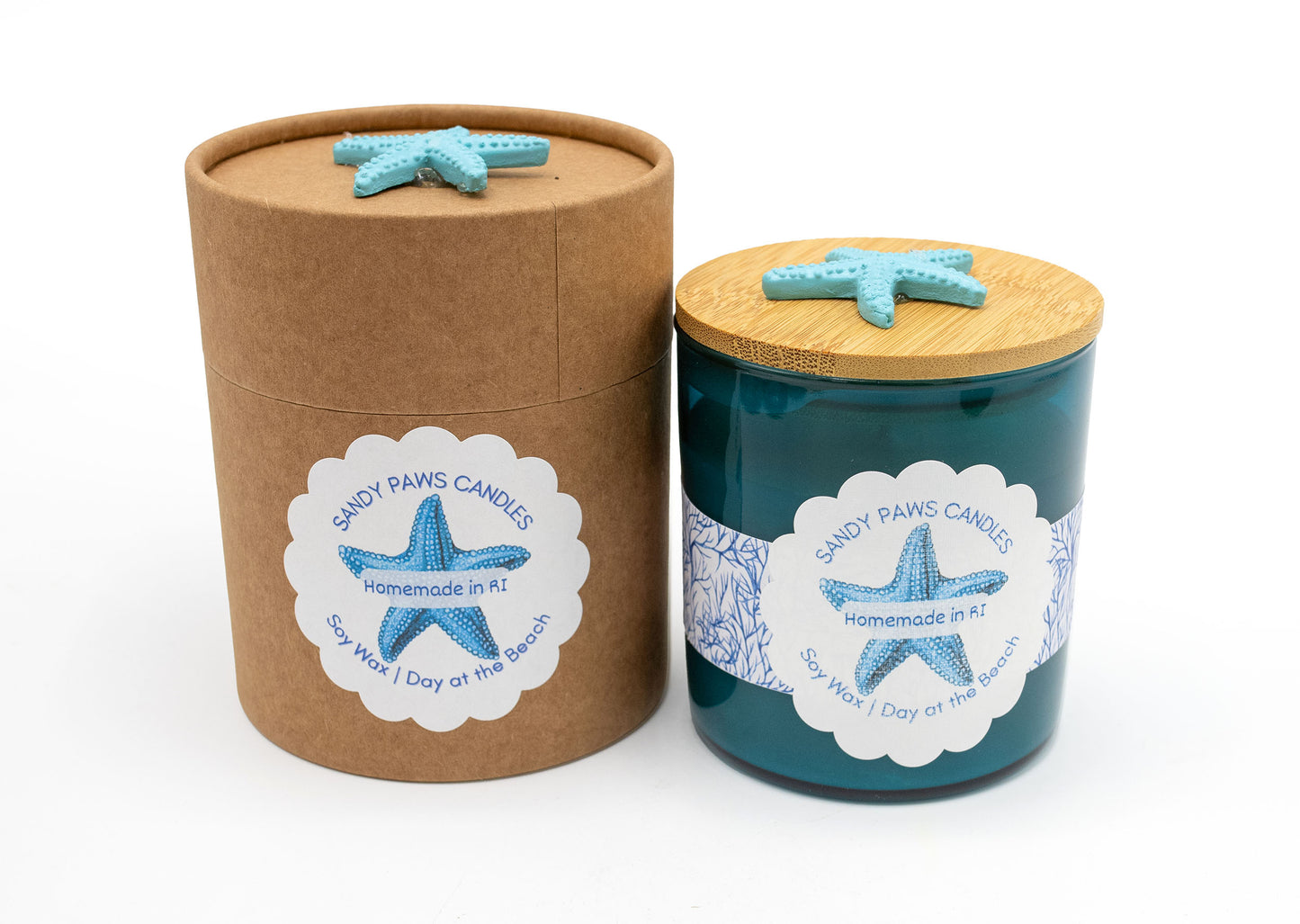 Teal Tumbler in Tube Container - Soy Wax Candle - Day at the Beach