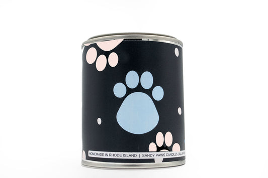 Dog Lover - Paint Can Candle - black with pink blue paws