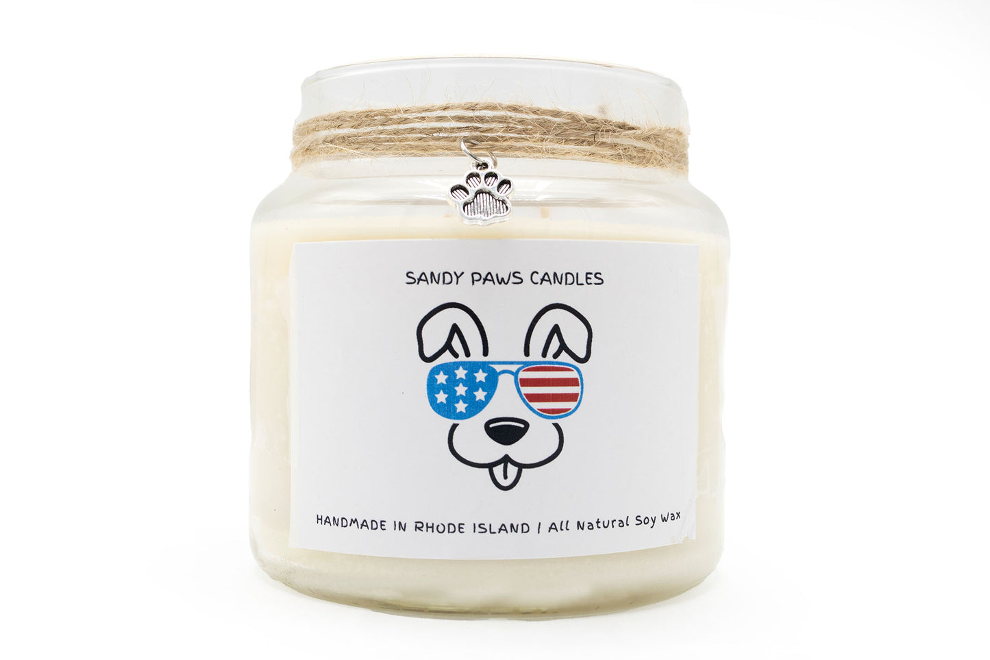 Patriotic Soy Wax Candle - "Dog wearing sunglasses"