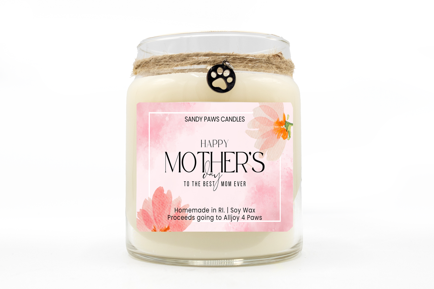 Mother's Day Soy Wax Candle - "Pink and Orange Flowers"