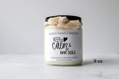 Dog Lover Soy Wax Candle - "Keep calm and love dogs"