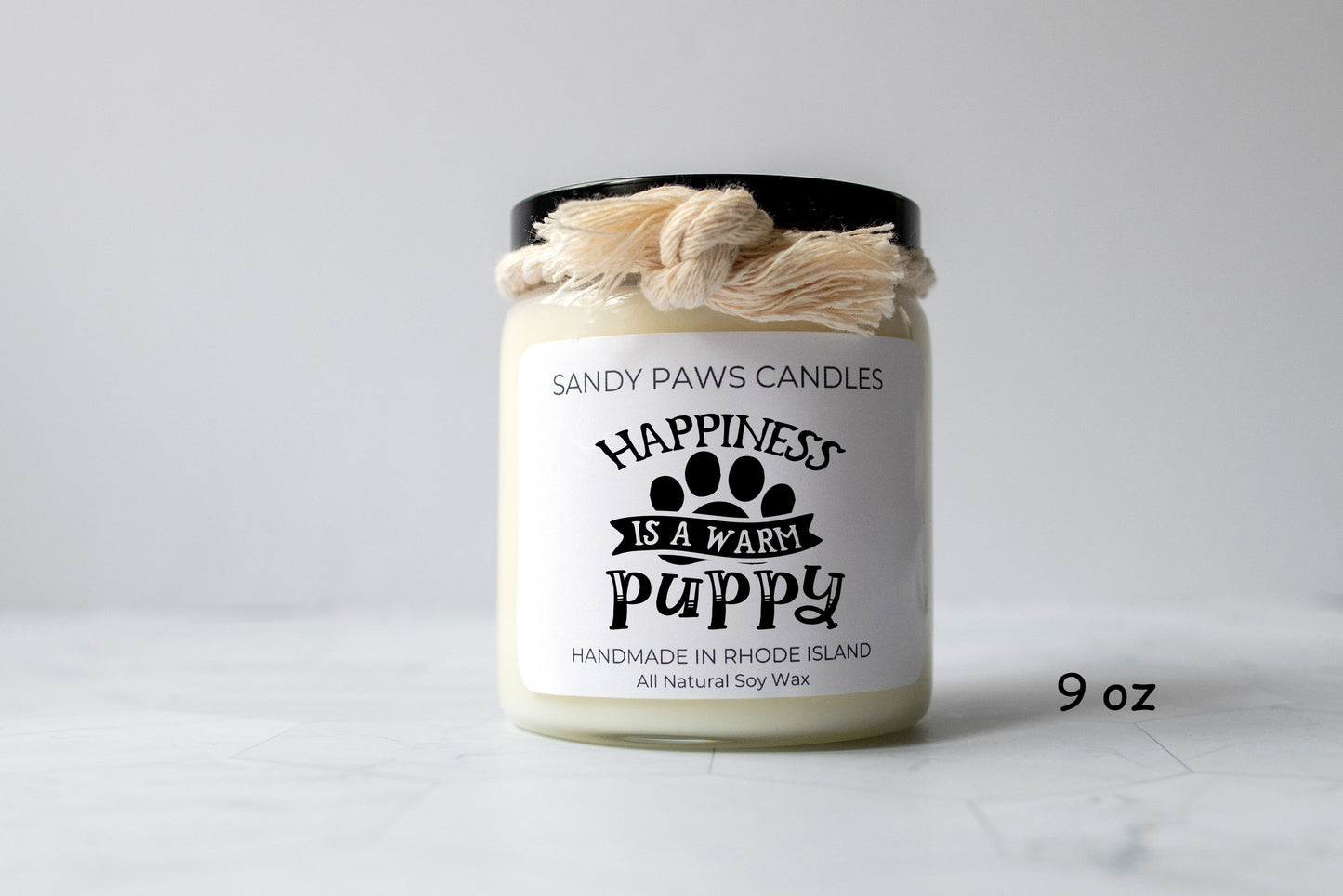 Dog Lover Soy Wax Candle - "Happiness is a warm puppy"