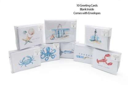 Nautical Themed Greeting Cards - A Collection of 10 Greeting Cards and Envelopes