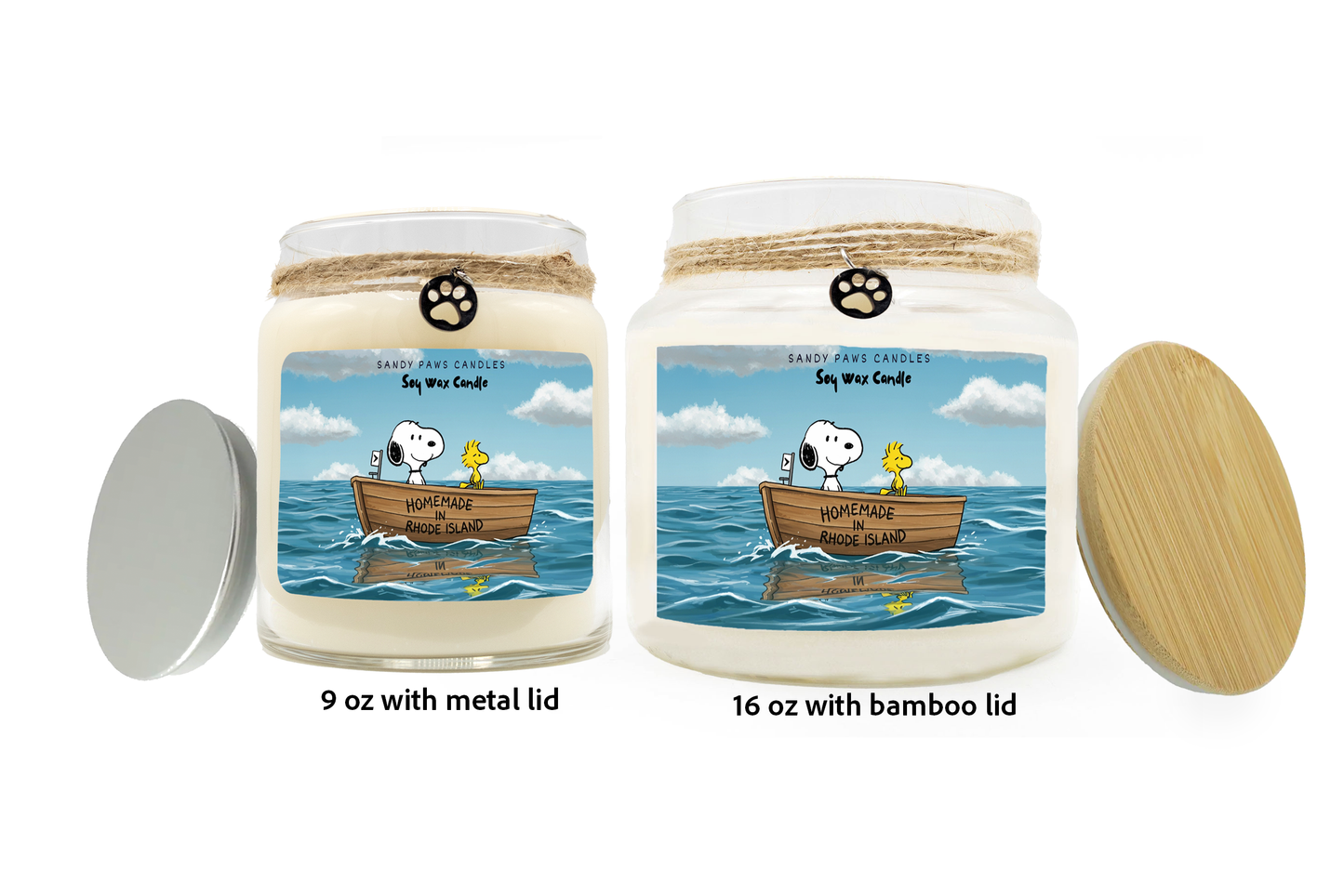 Snoopy in a Boat -  Soy Wax Candle -  Paraffin Free, Phthalate Free, Snoopy friendly!