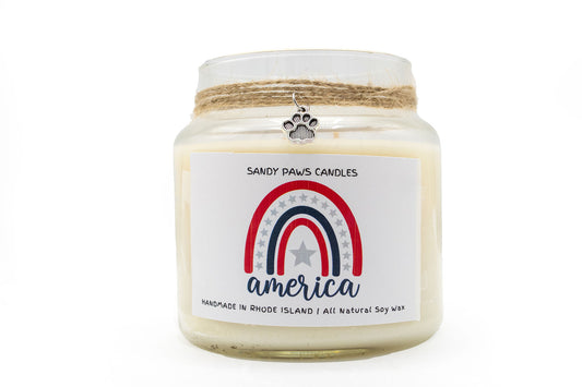 Patriotic Soy Wax Candle - "America Rainbow"