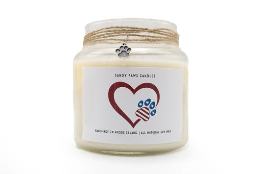 Patriotic Soy Wax Candle - "Heart Paw Flag"