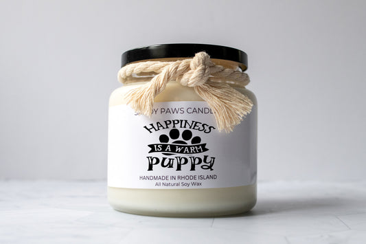 Dog Lover Soy Wax Candle - "Happiness is a warm puppy"