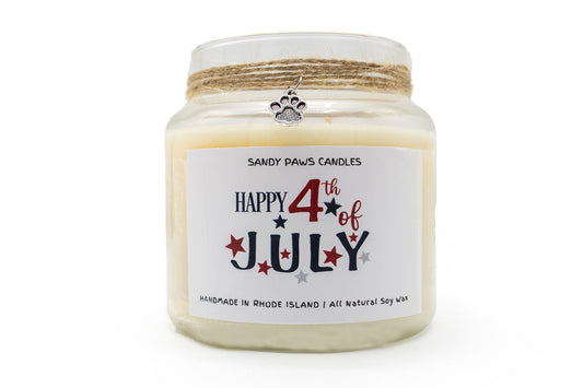 Patriotic Soy Wax Candle - "Happy 4th of July"