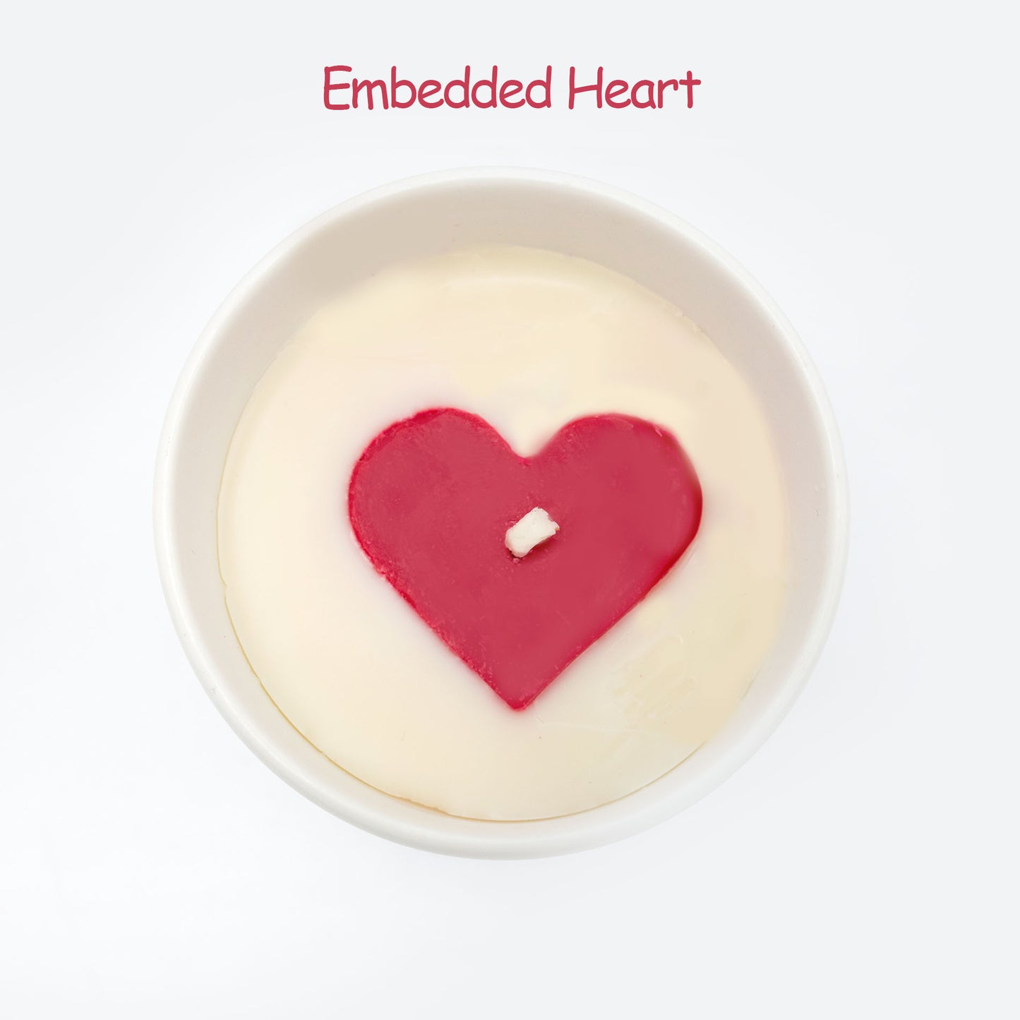 Embedded Heart Ceramic Soy Wax Candle