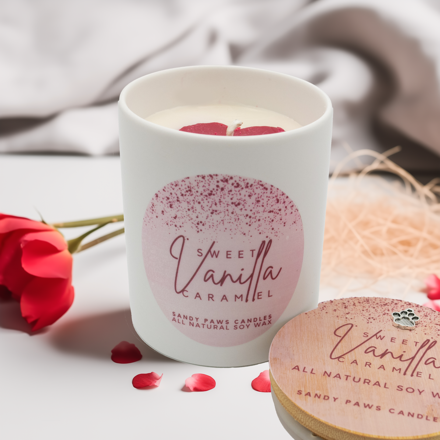 Embedded Heart Ceramic Soy Wax Candle