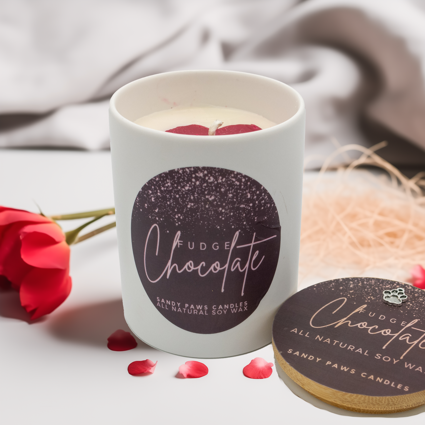 Embedded Heart Ceramic Soy Wax Candle