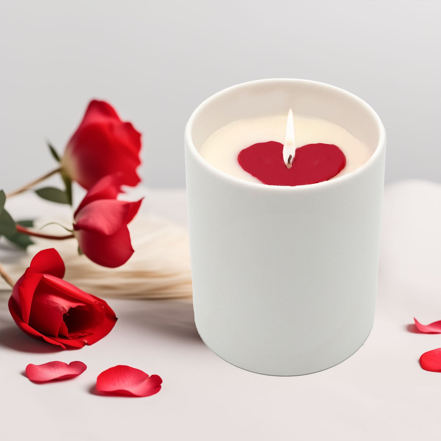 Embedded Heart Ceramic Soy Wax Candle