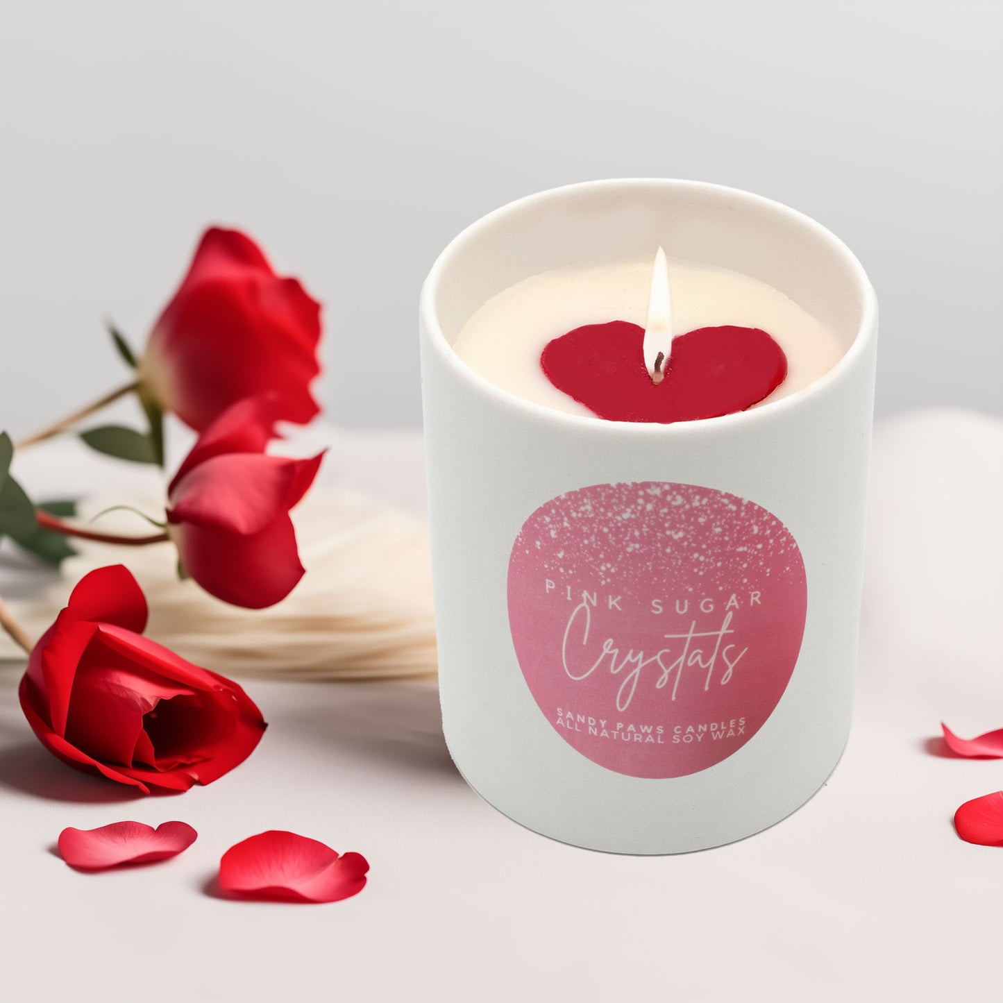 Embedded Heart Ceramic Soy Wax Candle